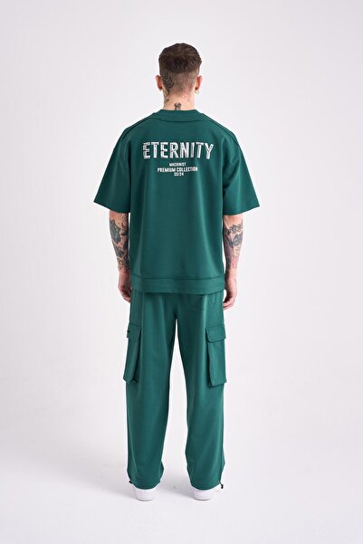 Machinist Ανδρικό μπλουζάκι Eternity με τύπωμα oversized Petrol Green