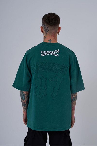 Machinist Ανδρικό μπλουζάκι Petrol Green Oversize Cloudy - Original Yakimli