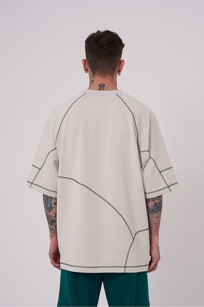 Machinist Ανδρική ραπτική λεπτομέρεια Stradie Oversize γκρι μπλουζάκι