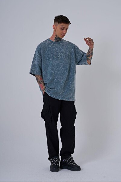 Machinist Tricou oversize pentru bărbați cu guler fantomă cu pete