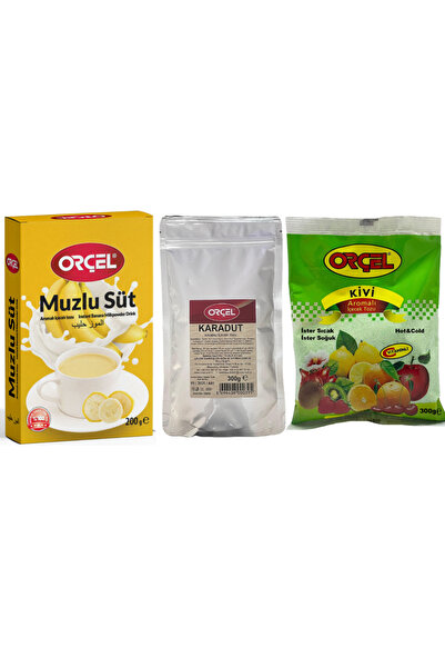 ORÇEL Karadut 300gr + Kivi 300gr + Muzlu Süt 200gr Aromalı Içecek Tozu Oralet Çay Set