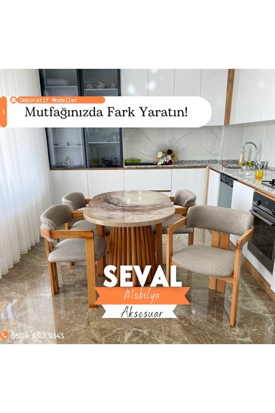 SEVAL AKSESUAR PTT Masa + T Sandalye Takımı