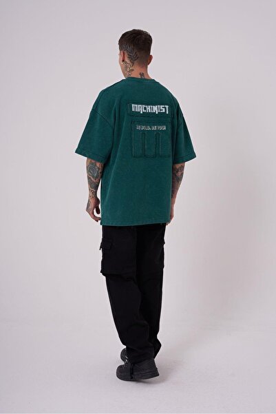 Machinist Ανδρικό μπλουζάκι Be Bold Be You Must Washed Oversize Petrol Green Cloudy T-shirt
