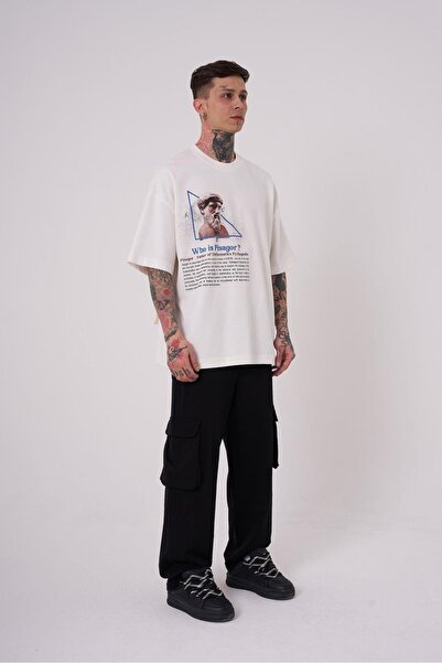 Machinist Ανδρικό μπλουζάκι Premium Pythagoras Printed Oversize Ecru