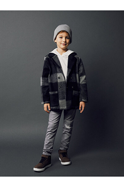 LC Waikiki Lcw Plaid Boy's Cashew Coat