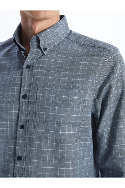 LC Waikiki Чоловіча сорочка Regular Fit з довгим рукавом у клітинку з габардину
