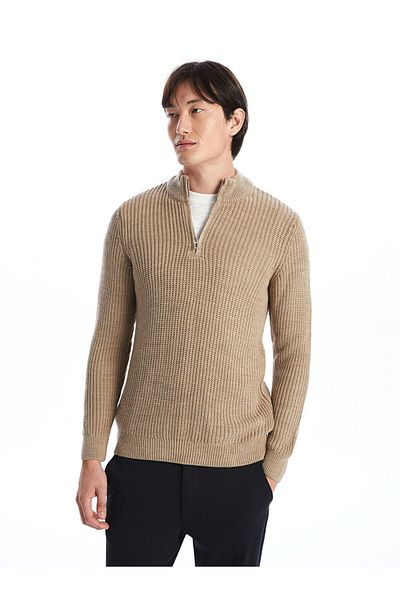 LC Waikiki Men's Knitwear Sweater - Stand Collar, Long Sleeve