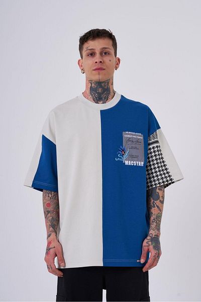 Machinist Men's Nakkaş Levni Printed Oversize Indigo Gray T-Shirt