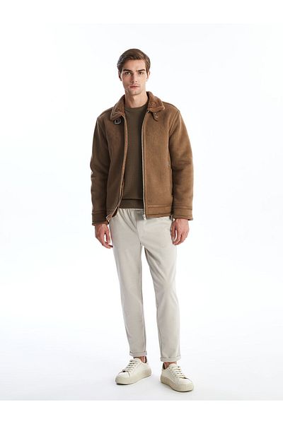 LC Waikiki Ανδρικό παλτό Suede - Γιακάς πουκάμισου, Standard Fit