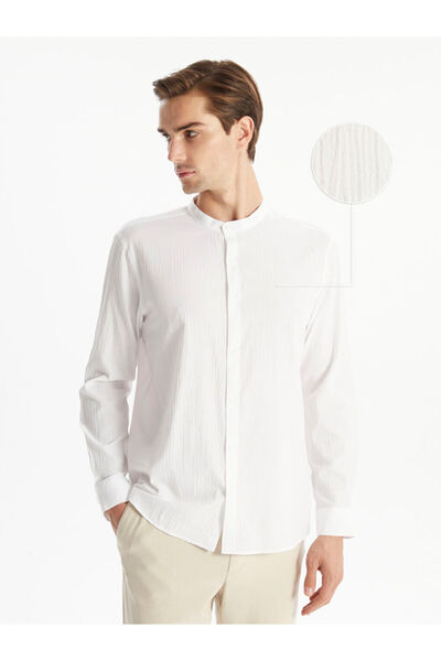 LC Waikiki Cămașă texturată pentru bărbați cu mânecă lungă, cu croială normală