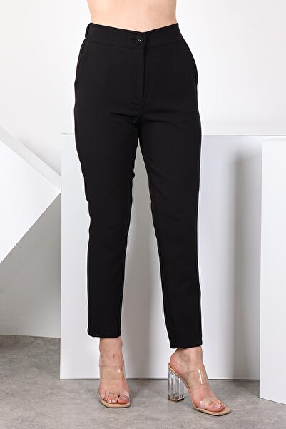 Puane Kadın Yüksek Bel Lastikli Pantolon Puane 18118 BLACK