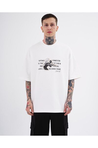 Machinist Ανδρικό μπλουζάκι Toxic People Printed Ecru Oversize
