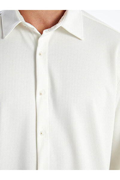 LC Waikiki LCW Vision Екрю Зручний крій Довгорукавна чоловіча сорочка