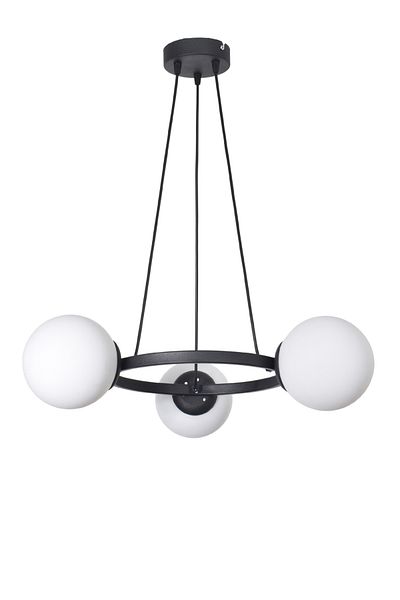 Modavize Owen Modern Design Kitchen Bedroom Hall Living Room 3-Piece Chandelier with Black Color and White Glass