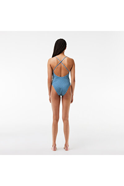 Lacoste Kadın Monogram Mavi Mayo