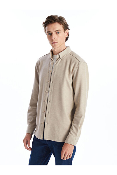 LC Waikiki Ανδρικό μακρυμάνικο πουκάμισο με λεπτή εφαρμογή