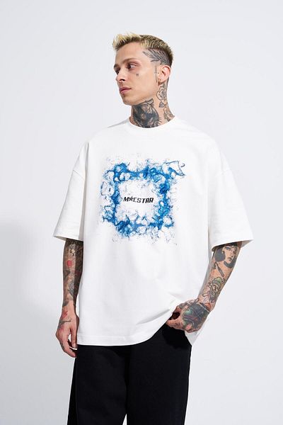 Machinist Ανδρικό εκρού μπλουζάκι Macstar Printed Smoked Oversize
