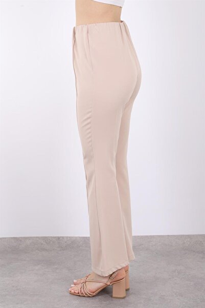 Puane Women's Trousers High Waist Elastic Spanish Pants Soul 18114 BEIGE