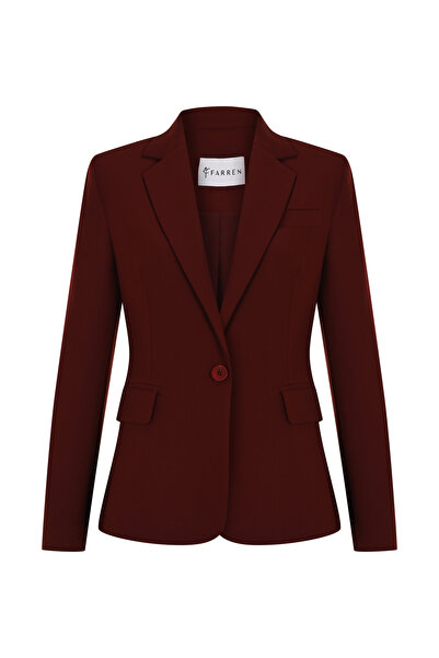 FARREN سترة بليزر كلاسيكية باللون العنابي للنساء |   خط فرن