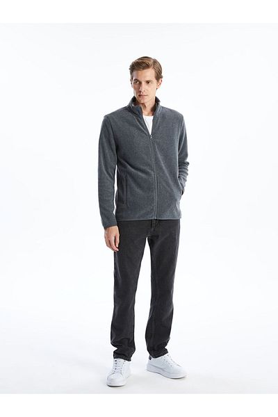 LC Waikiki Lcwaikiki Classic Stand Collar Long Sleeve Fleece Men's Zippered Sweatshirt