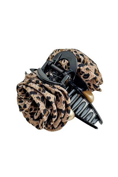 Modex Leopard Print Yellow Pearl Rose Pinch Clasp (12cm)