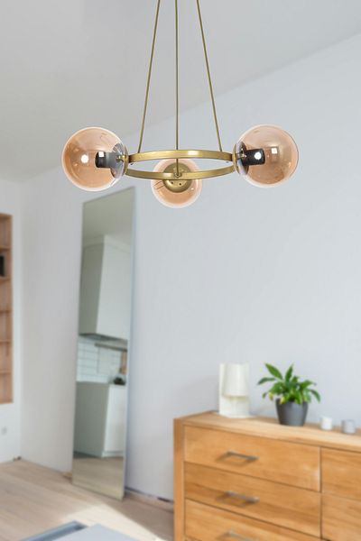 Modavize Owen Modern Design Kitchen Bedroom Hall Living Room Antique Color Honey Glass 3-Piece Chandelier