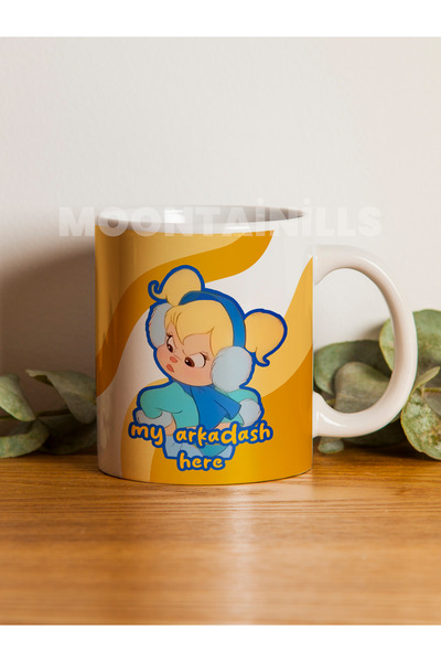 moontainills My Arkadash Here Sarı Eğlenceli Arkadaş Hediye Kupa