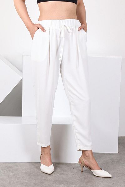 Puane Ecru Women &Apos; S Aerobin Carrot Pants - Elastic Waist, Puane 18102