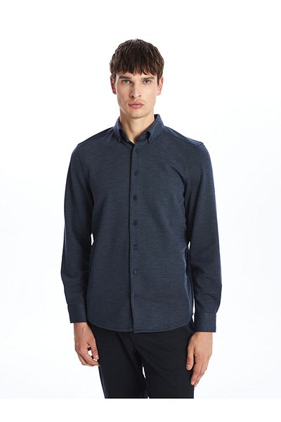 LC Waikiki Lcwaikiki - Classic Navy Slim Fit Men's Shirt, Long Sleeve