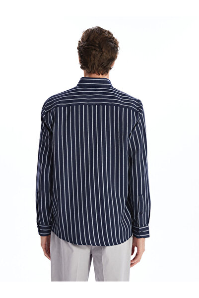 LC Waikiki Lcwaikiki Classic Black Striped Slim Fit Long Sleeve Striped Dobby Men's Shirt