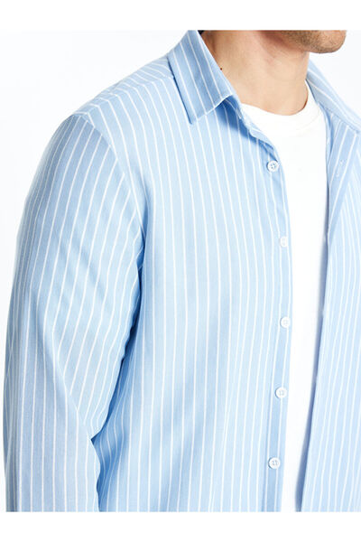 LC Waikiki Смугаста чоловіча сорочка з довгим рукавом в тон