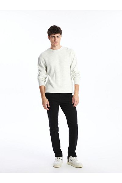 LC Waikiki Lcw Casual Beige Crew Neck Long Sleeve Men's Knitwear Sweater