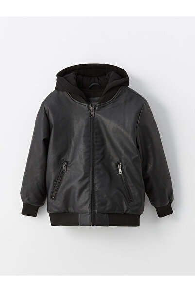 LC Waikiki Palton pentru băiat cu glugă din piele