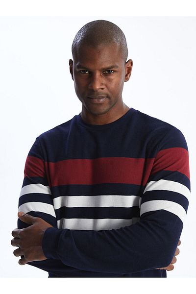 LC Waikiki Crew Neck Long Sleeve Striped Men's Sweatshirt