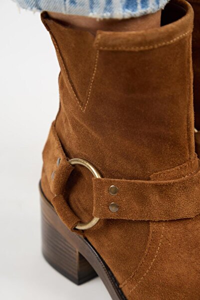 Manijero (Livia) Kadın Hakiki Deri Biker Taba Bot