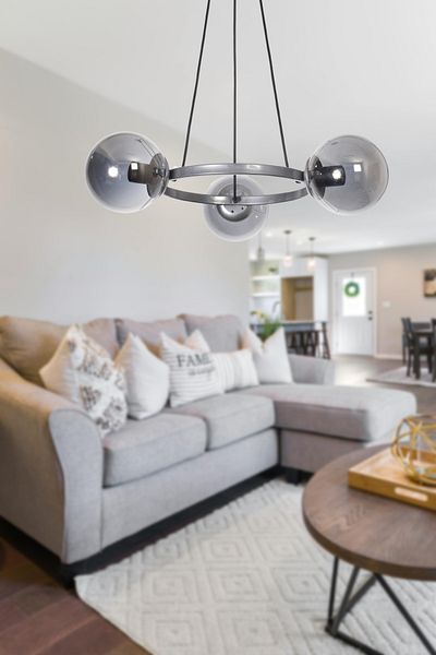 Modavize Owen Modern Design Bedroom Living Room Gray Color Smoked Glass 3-Piece Chandelier