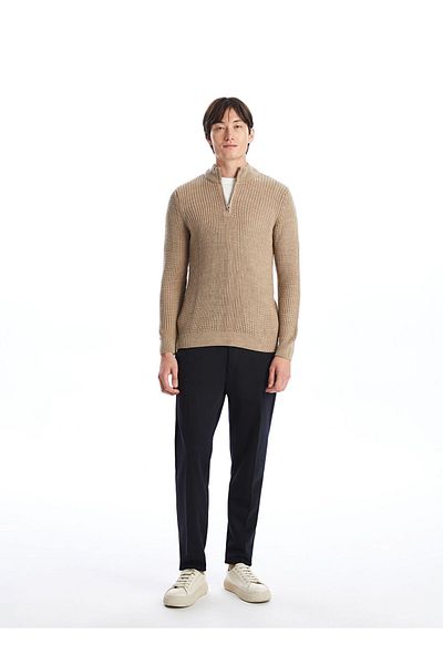 LC Waikiki Men's Knitwear Sweater - Stand Collar, Long Sleeve