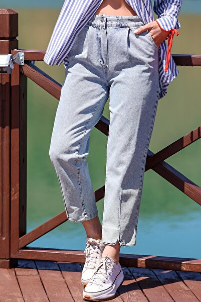 Puane Kadın Beli Lastikli Denim Pantolon Puane 18157 LIGHT BLUE