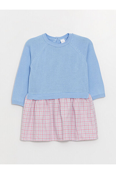 LC Waikiki Βρεφικό φόρεμα με μακρυμάνικο βαμβακερό λαιμόκοψη Lcw