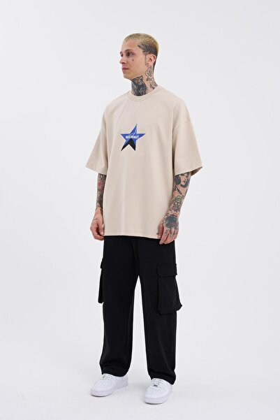 Machinist Men's Oversize Light Beige T-Shirt - Dragon Machinist Printed