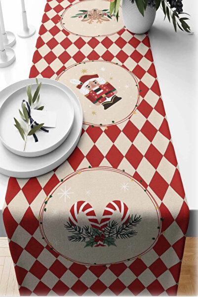 tarzınısec Yılbaşı Temalı Dijital Baskılı Runner Örtüsü Christmas 40x140 cm