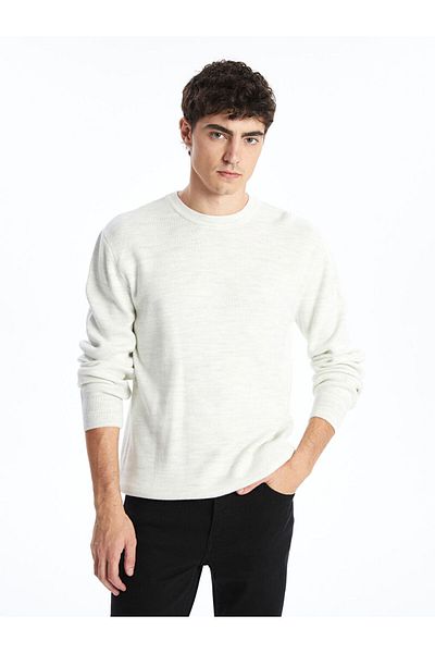 LC Waikiki Lcw Casual Beige Crew Neck Long Sleeve Men's Knitwear Sweater