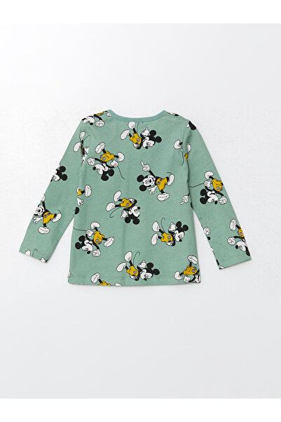 LC Waikiki LCW baby Mat Yeşil Baskılı Bisiklet Yaka Uzun Kollu Baskılı Erkek Bebek Pijama Takımı