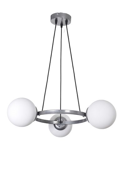 Modavize Owen Modern Design Bedroom Living Room Gray Color White Glass 3-Piece Chandelier