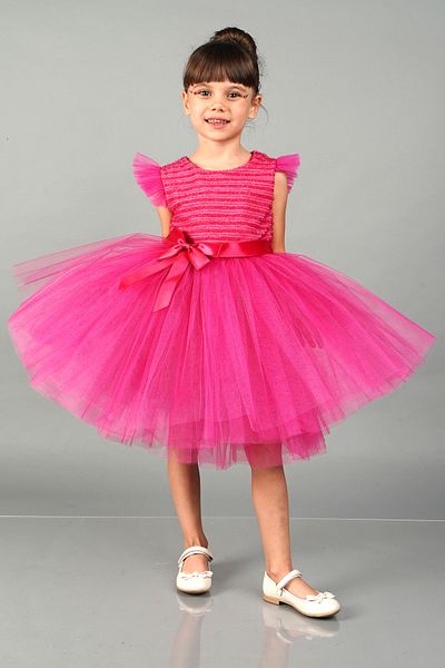 Mixie Fuchsia Tulle Girls' Evening Dress Party Dress