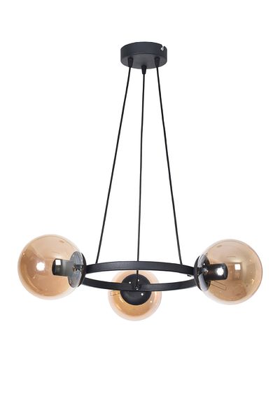 Modavize Owen Modern Design Kitchen Bedroom Hall Living Room Black Color Honey Glass 3-Piece Chandelier