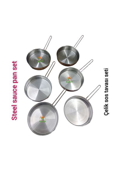 SAFİR ÇAY KAZANLARI Sapphire 20 cm Size 430 Quality Steel Sauce Pan Set - 6 Pieces Large Size Sauce Bowl