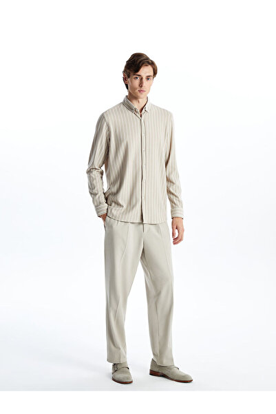 LC Waikiki Ανδρικό ριγέ μακρυμάνικο πουκάμισο με λεπτή εφαρμογή