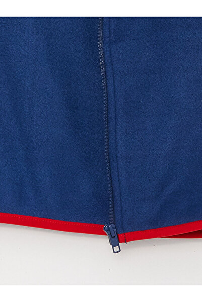 LC Waikiki Chlapecká fleecová mikina na zip LCW Kids Navy Blue s kapucí