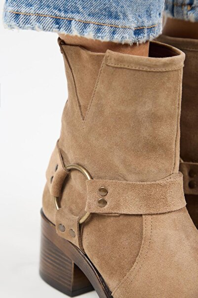 Manijero (Livia) Kadın Hakiki Deri Biker Vizon Bot